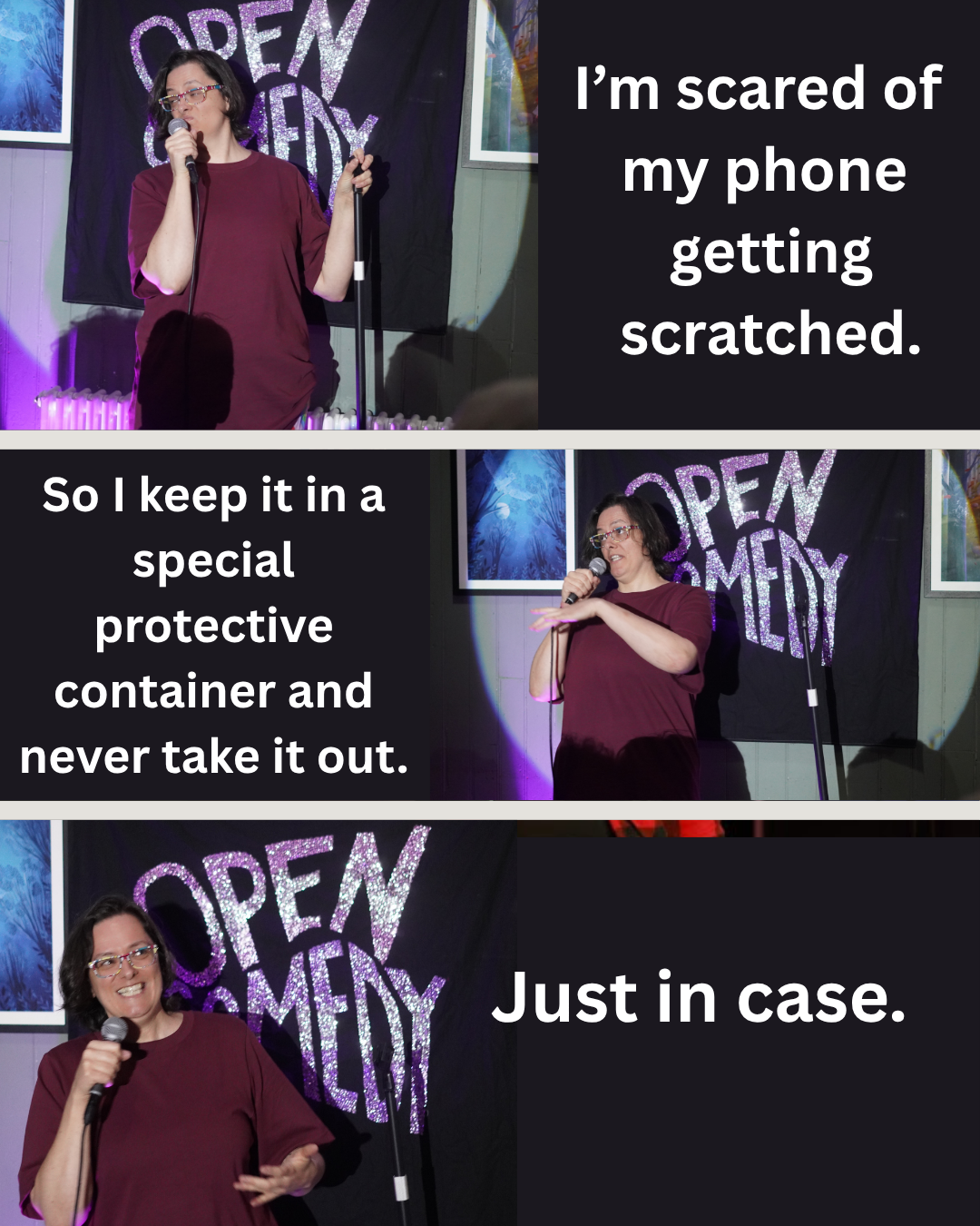 A joke about not getting my phone scratched by Sonya Mathews
