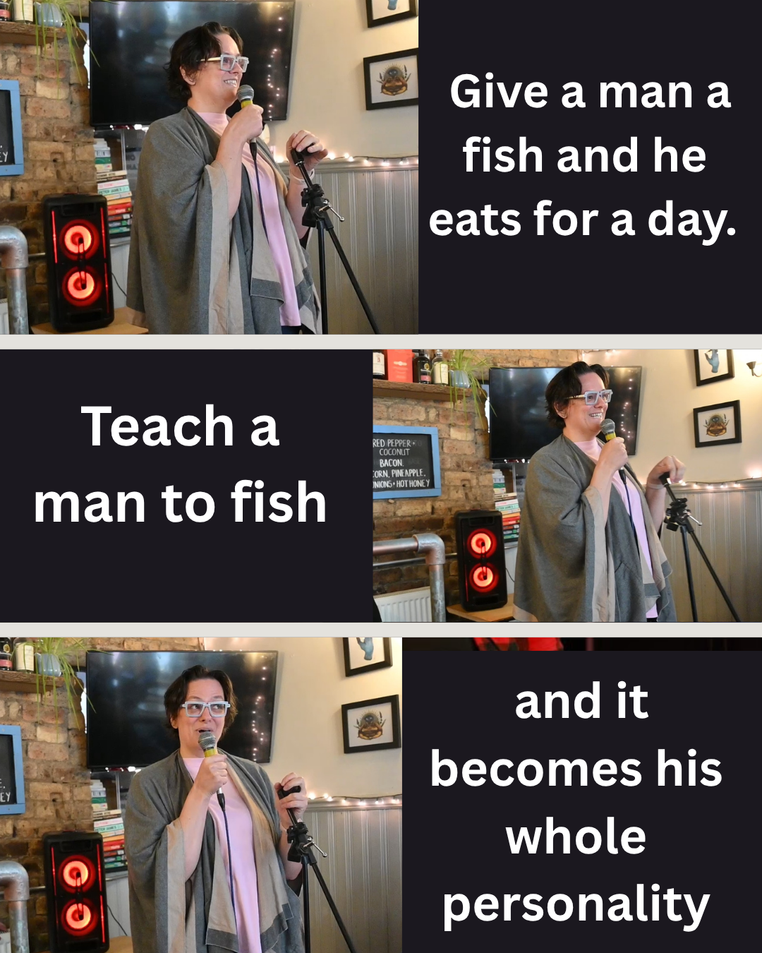 A joke about teaching a man to fish